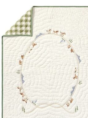 Pottery Barn Kids Cowboy & Gingham Baby Quilt & Matching Crib Sheet